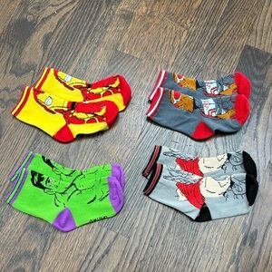 Marvel Superhero Set of 4 Kid’s Ankle Socks 2T - 3T - Iron Man Hulk Thor Cyborg